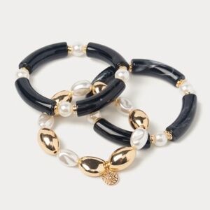 Lilly Pulitzer Sunset Shadows Stretch Bracelet Set (3 PC). Color: Noir - New